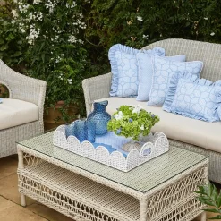 Best Mrs. Alice White Scalloped Rattan Tray