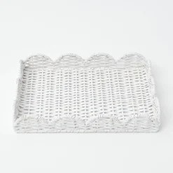 New Mrs. Alice White Small Scalloped Rattan Tray