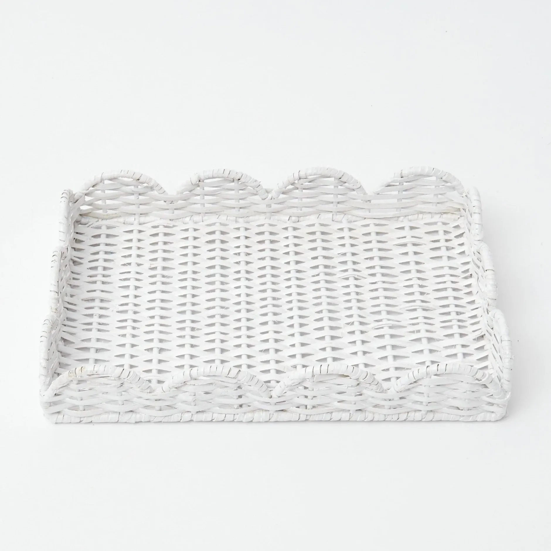New Mrs. Alice White Small Scalloped Rattan Tray