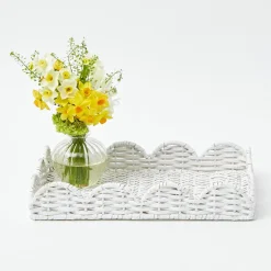 New Mrs. Alice White Small Scalloped Rattan Tray