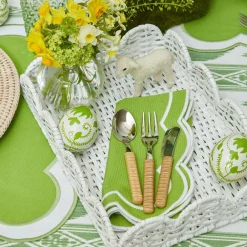 New Mrs. Alice White Small Scalloped Rattan Tray