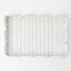 New Mrs. Alice White Small Scalloped Rattan Tray