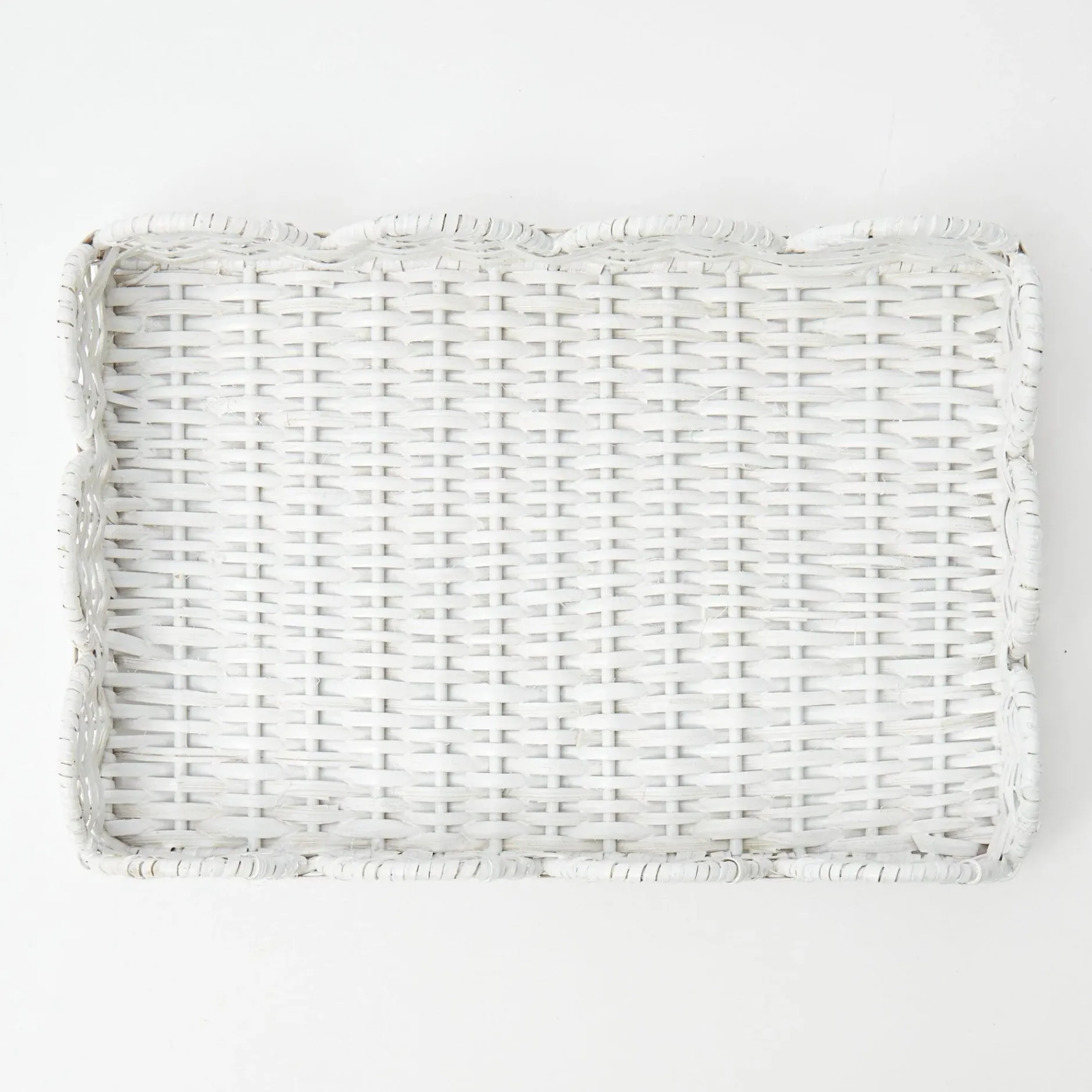 New Mrs. Alice White Small Scalloped Rattan Tray