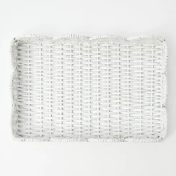 New Mrs. Alice White Small Scalloped Rattan Tray