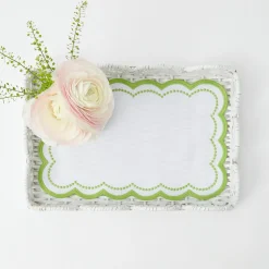 New Mrs. Alice White Small Scalloped Rattan Tray