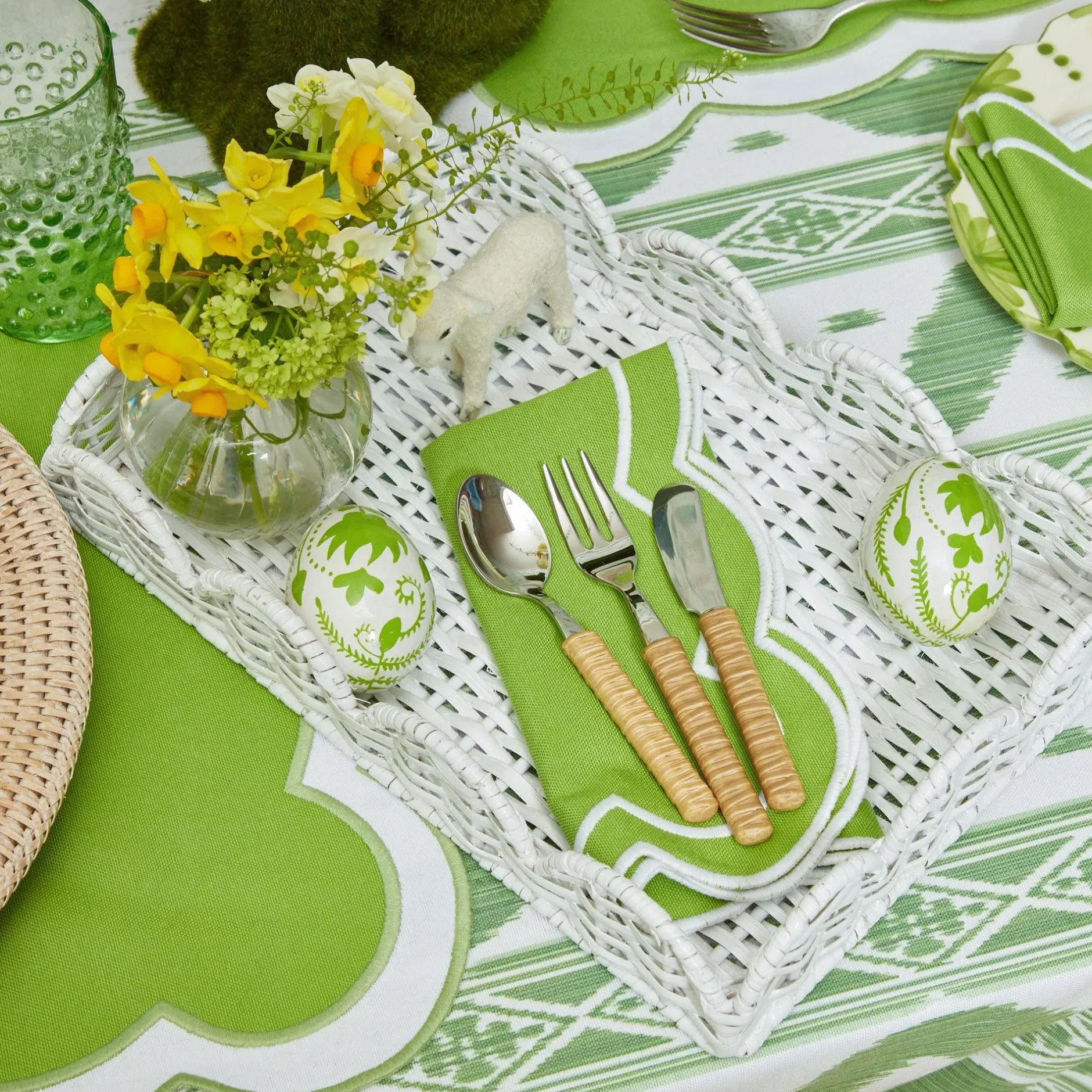 Mrs. Alice White Small Scalloped Rattan Tray