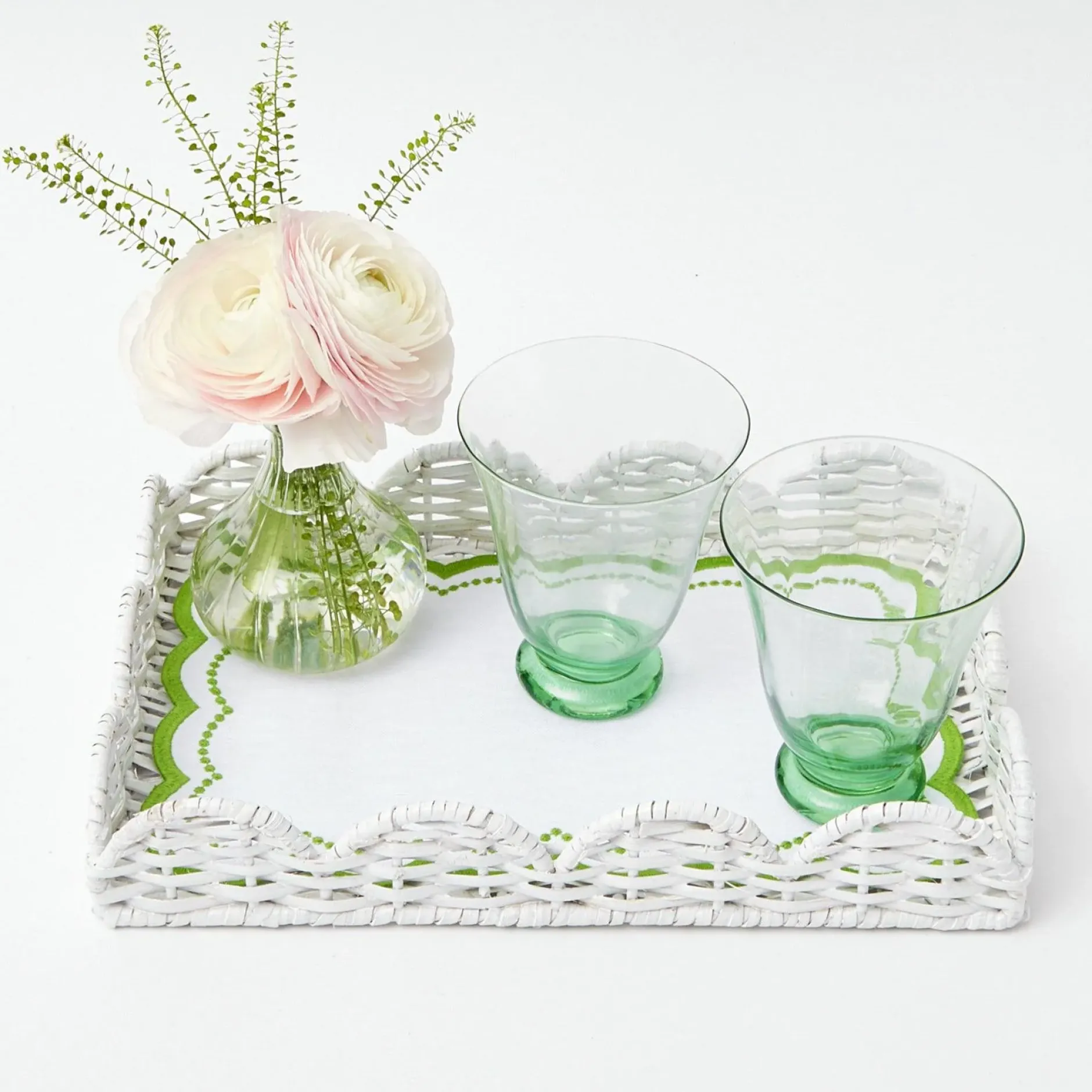 Mrs. Alice White Small Scalloped Rattan Tray