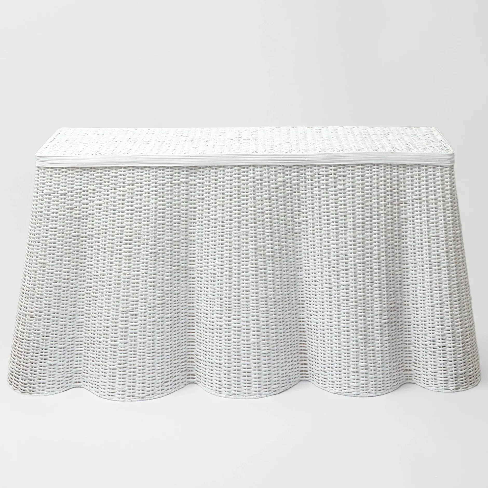 Discount Mrs. Alice White Vivienne Rattan Scalloped Console Table