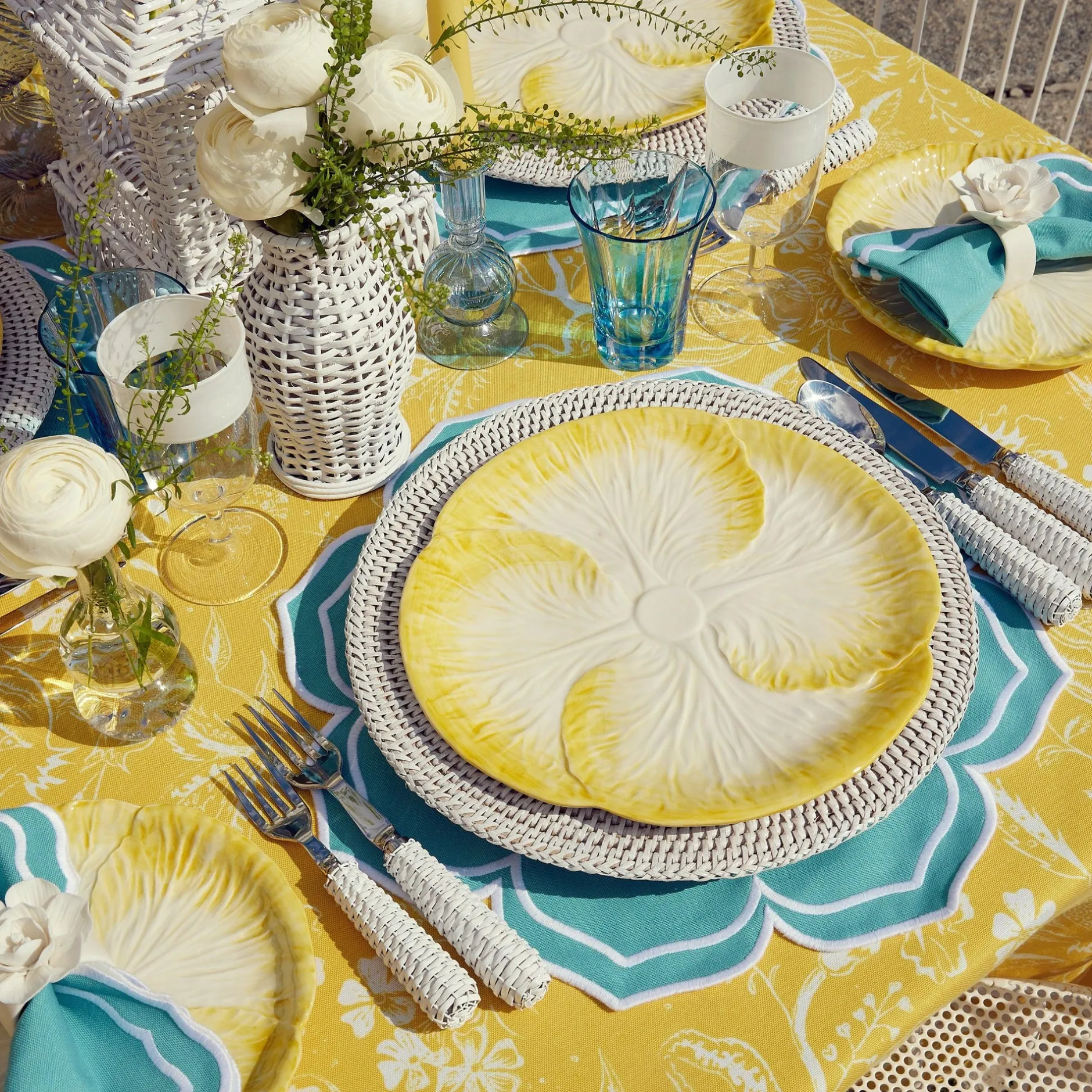 Sale Mrs. Alice Yellow Capri Lettuce Dinner & Starter Plates (Set Of 8)