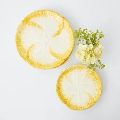 Sale Mrs. Alice Yellow Capri Lettuce Dinner & Starter Plates (Set Of 8)