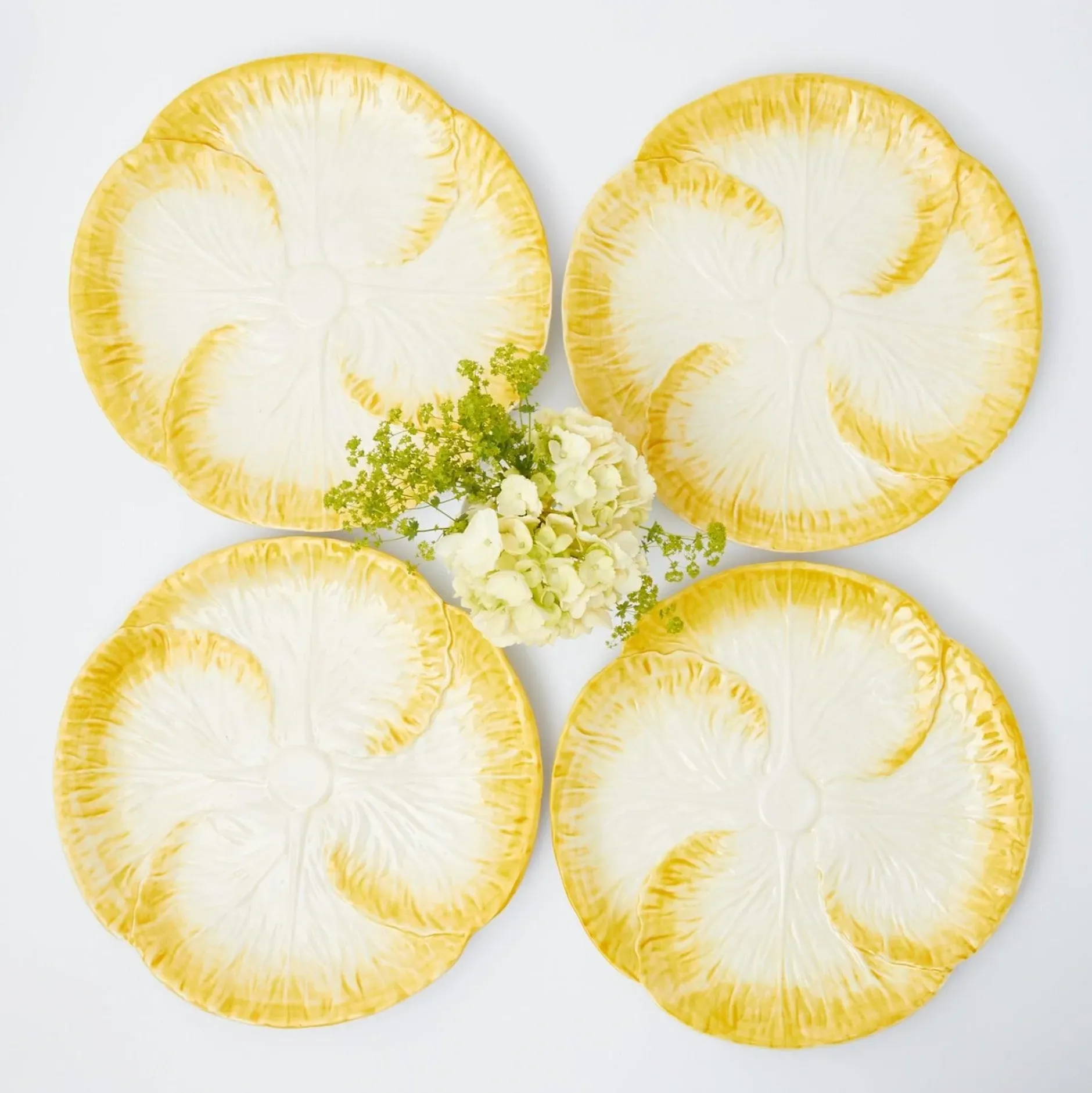 Mrs. Alice Yellow Capri Lettuce Dinner Plates (Set Of 4)