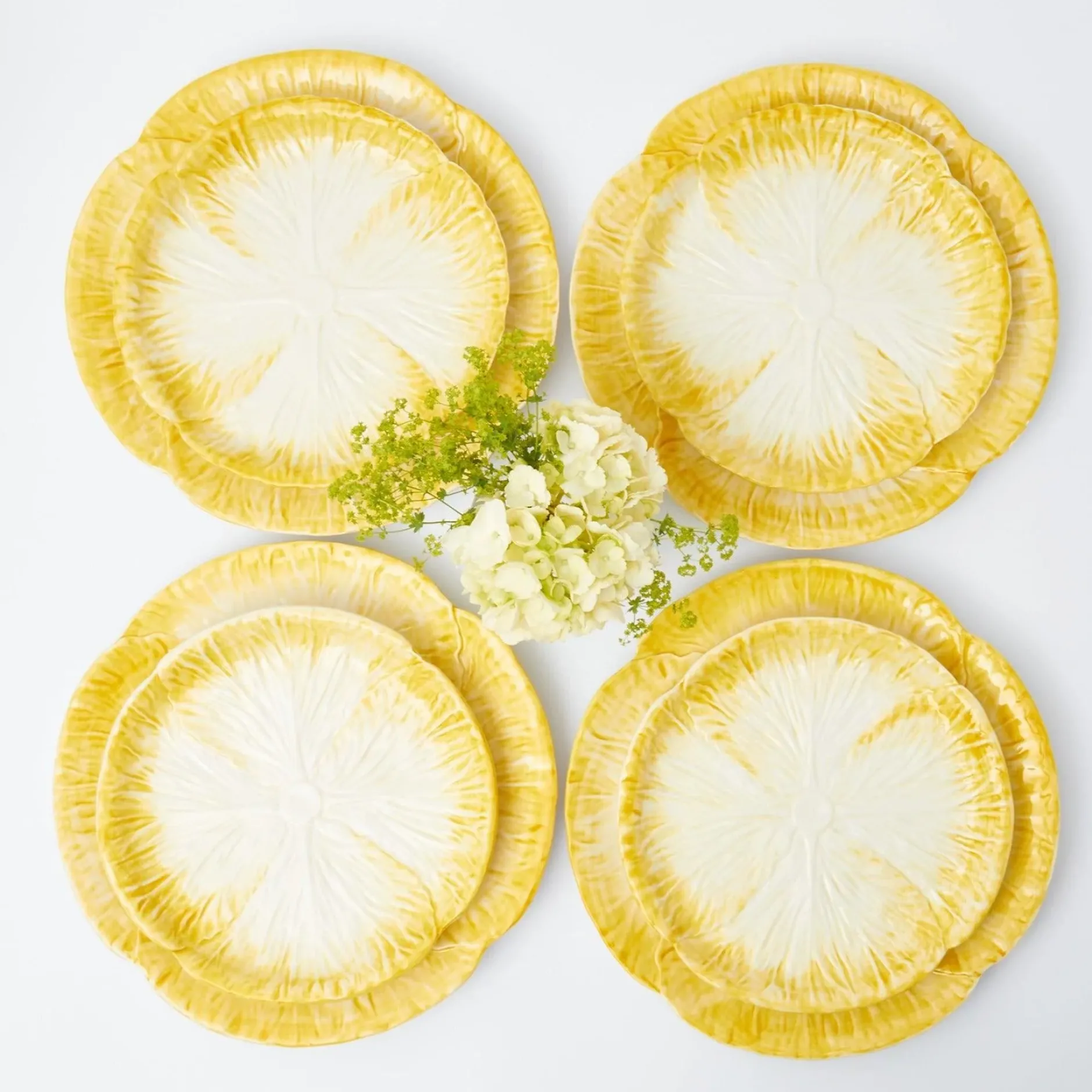 Best Mrs. Alice Yellow Capri Lettuce Dinner & Starter Plates (Set Of 8)