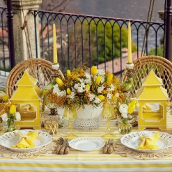 Outlet Mrs. Alice Yellow Glass Lantern Tea Light Holder (Pair) - 18Cm