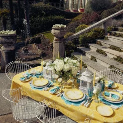 Outlet Mrs. Alice Yellow Melograno & Fleur Turquoise Linen Set