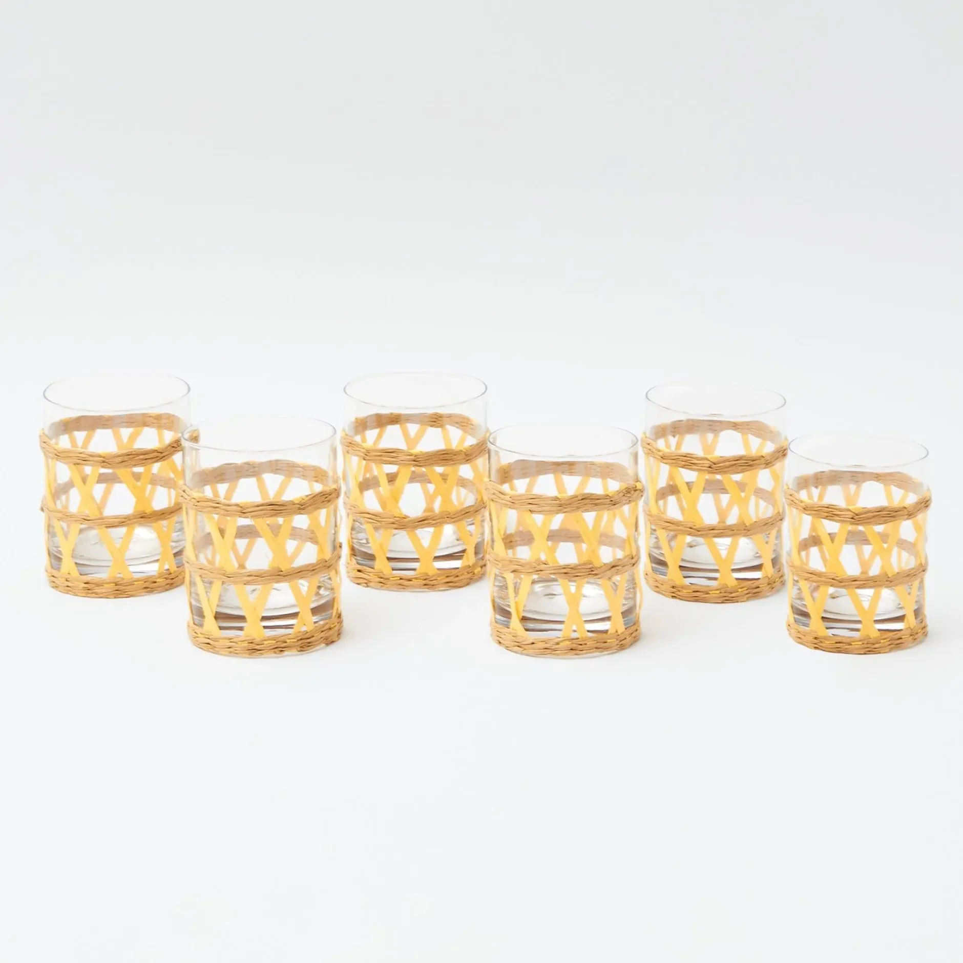 Outlet Mrs. Alice Yellow Raffia Water Glasses (Set Of 6)